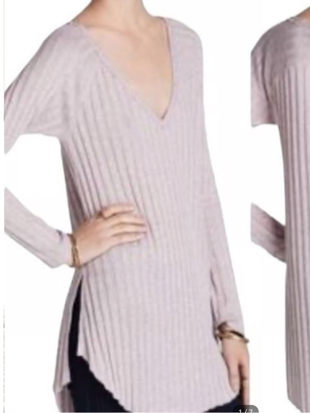 FREE PEOPLE Beach Babe Hacci Medium Boho Top Sweater Pale Purple EUC NO FLAWS